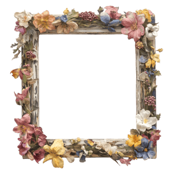 Beautifully crafted flowercovered frame isolated on a transparent background, perfect for showcasing memories or art, Painting frame covered with flowers isolated on transparent background png
