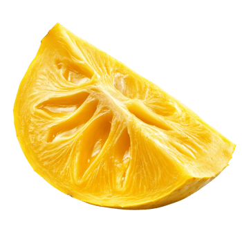 Fresh slice of jackfruit isolated on clean transparent background highlighting its vibrant yellow color and unique texture, Jackfruit slice isolated on transparent background png