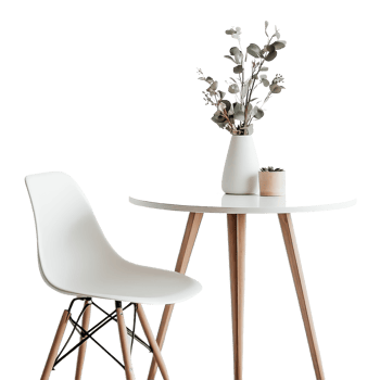 Elegant minimalist table setting with greenery on a transparent background, table transparent background png