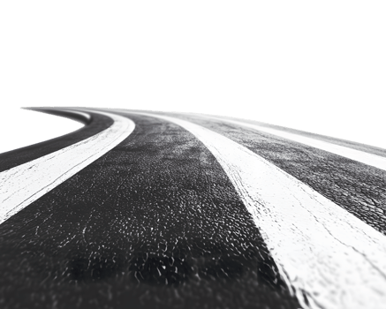 Winding Asphalt Road with White Lane Markers png