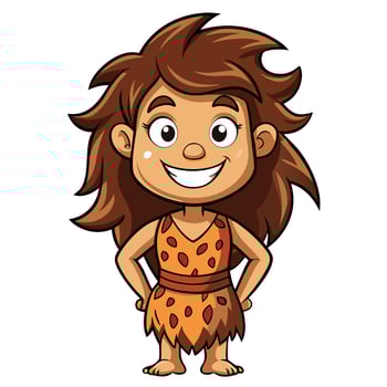 Cartoon female caveman smiling vector
