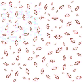 Red Lips and Doodle Hand Drawn Art Pattern vector