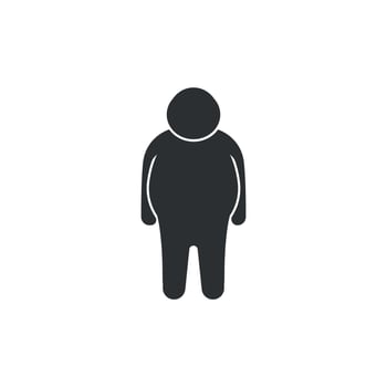 A flat design illustration of an icon of a fat person, mostly fat. vector