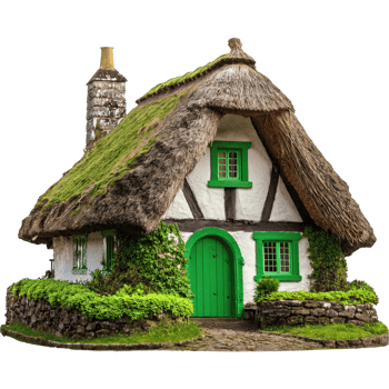Cottage with thatched roof of Irish isolated png