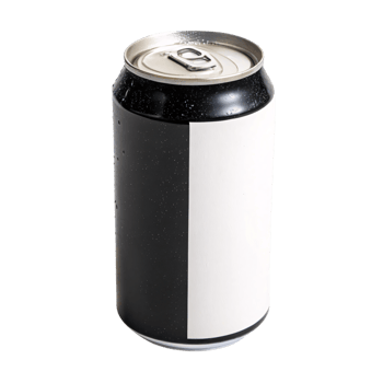 A soda can with a split black-and-white color scheme, textured with subtle condensation droplets for a fresh, chilled appearance png