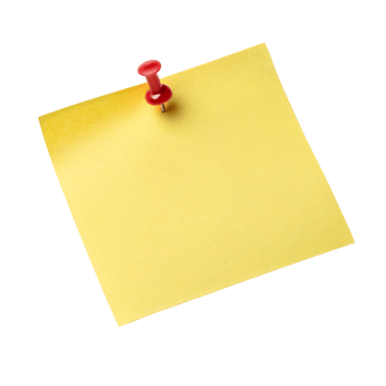 A bright yellow sticky note held by a red pushpin, exuding a cheerful and practical vibe png