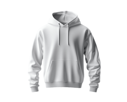 A 3D mockup of a blank white sport hoodie displayed png