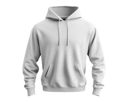 A 3D mockup of a blank white sport hoodie displayed highlighting the sleek design png
