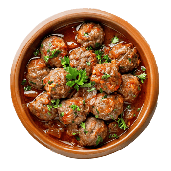 Delicious Meatballs in Rich Tomato Sauce Savory Dish Brown Bowl png