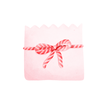 Watercolor painting of a white envelope tied with a red and white string as a bow, a vintage Valentine's Day envelope png