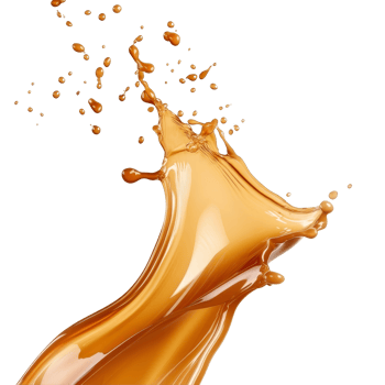 Caramel splash wave flowing elegantly through the air against a transparent background in a captivating display, caramel splash wave flowing in air isolated on transparent background png
