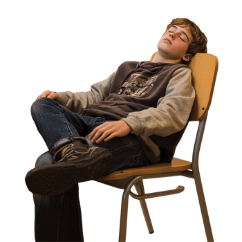 Young teenager peacefully sleeping on a chair during a quiet afternoon in a relaxed environment, Young teenager sitting on a chair and sleeping file no background png