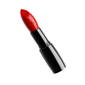 Bright red lipstick with a sleek black casing on a clean transparent background, showcasing beauty and elegance, Red lipstick isolated on transparent background, 3D render. png