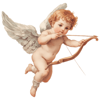 Vintage Cupid illustration in pastel oil paint style depicting a cherubic figure with wings and bow, Vintage Cupid Illustration in Pastel Oil Paint Style with transparent background png