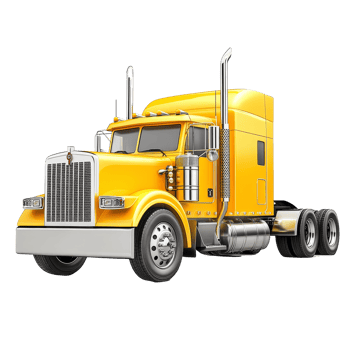 Bright yellow truck isolated on a clean transparent background showcasing its sleek design and powerful features, yellow truck isolated on transparent png