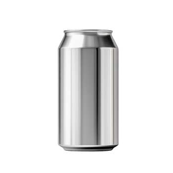Aluminum soda can mockup showcasing a sleek silver design on a clean transparent background, 330 ml Aluminum Soda Can Mockup on transparent background HighResolution png