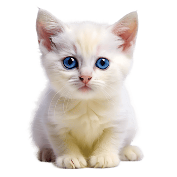 white kitten with blue eyes on a transparent background png