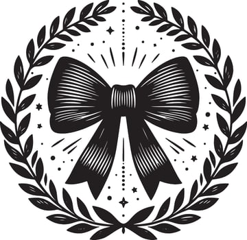 Simple Bow Ribbon Outline Illustration in Classic Design vector