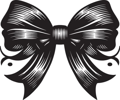 Minimalist Bow Ribbon Silhouette Illustration in Black vector