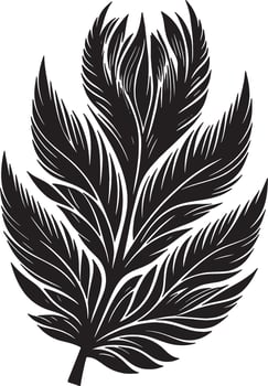 Botanical Leaf Silhouette with Feather Like Shape vector