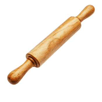 Crafted wooden rolling pin isolated on a transparent background for baking and culinary preparation, Wooden rolling pin isolated png