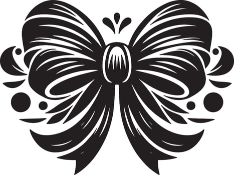 Simple Black Bow Ribbon Drawing for Design Use vector