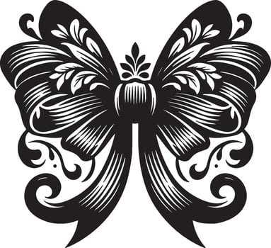 Minimalist Bow Ribbon Black Silhouette Art vector