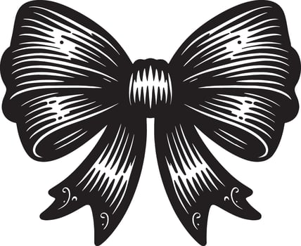 Decorative Bow Ribbon Illustration in Monochrome vector