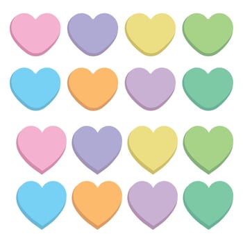 Candy Hearts. Hearts for Valentine's Day. Sweet heart candies isolated on white background. Set of hearts. Valentine's Day sweets. Conversation hearts for love messages vector