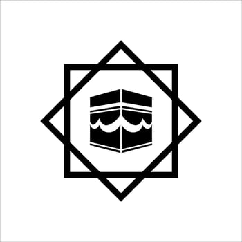 The kaaba in a square with a black and white background vector