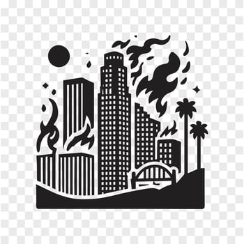 Flames Above LA Silhouette of Chaos vector