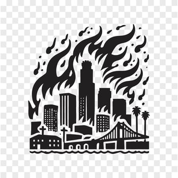 Blazing Los Angeles Fire Silhouette vector