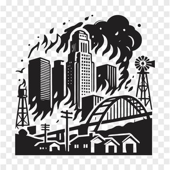 Fire Over LA City Silhouette vector
