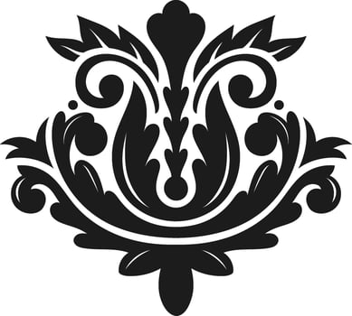 Symmetrical black and white damask pattern featuring acanthus leaves, floral motifs, and ornate scrolls, offering a luxurious and classic design for various decor vector