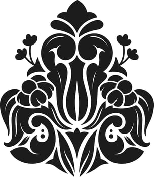 Intricate black floral design featuring symmetrical patterns and stylized botanical elements. Elegant curves and detailed motifs create a decorative and artistic visual appeal vector