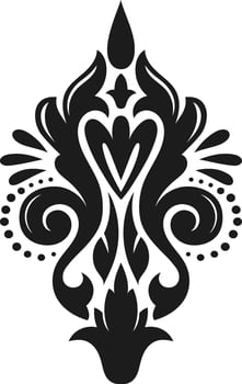 Elegant black and white damask pattern featuring stylized floral and decorative elements, creating a symmetrical design ideal for textiles, wallpaper, or graphic projects vector