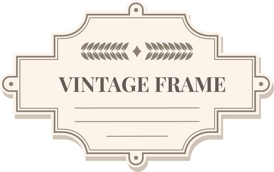 Featuring a vintage frame adorned with a laurel wreath, offering blank lines for personalized text and convenient holes for hanging, creating an elegant and timeless design vector
