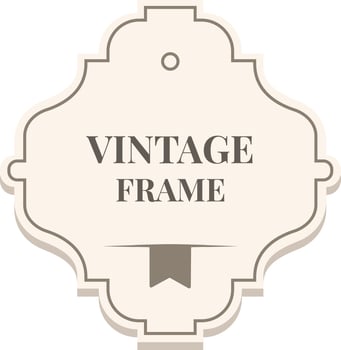 Vintage frame with ribbon and hole for hanging, isolated on white background, useful for invitations, menus, labels and other design projects vector