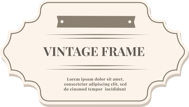 Classic vintage frame design featuring ornate details and a central text placeholder. Ideal for invitations, labels, or decorative purposes. Timeless elegance with a retro aesthetic vector
