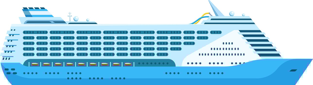 Modern cruise liner navigating calm waters, providing a luxurious vacation journey across the sea, with numerous cabins and amenities for passenger comfort and enjoyment vector