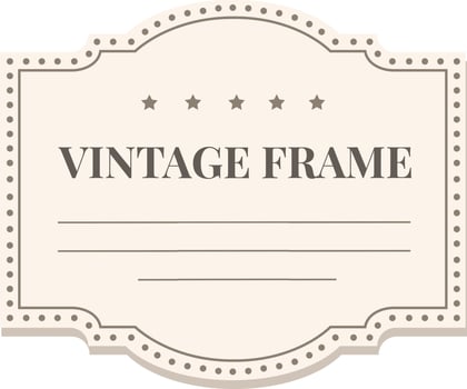 Ornate vintage frame design featuring decorative stars and dotted edges. The classic label offers space for personalized text, ideal for invitations, certificates, or nostalgic themes vector