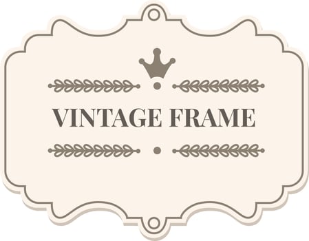 Classic vintage frame featuring an ornate design with a crown emblem. Ideal for invitations, labels, or decorative purposes. Timeless elegance with a touch of sophistication vector