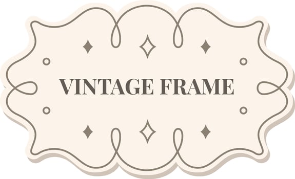 Vintage frame featuring swirls, stars, and circles on a light brown background, ideal for wedding invitations, greeting cards, labels, and various decorative uses vector