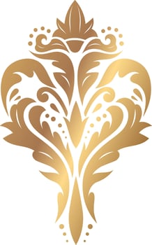 Intricate gold floral pattern showcasing a symmetrical design with elegant curves and decorative elements, perfect for luxury branding, invitations, or interior decor inspiration vector