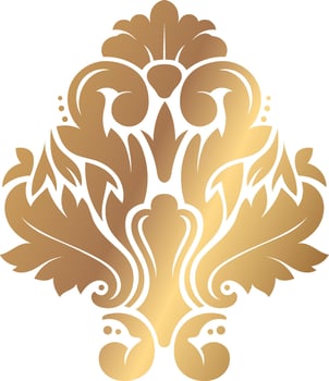 Intricate golden floral pattern featuring ornate, symmetrical designs. The elegant motif combines leaves and curves, creating a luxurious and decorative aesthetic suitable for various applications vector