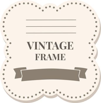 Decorative vintage frame featuring a classic scalloped edge and dotted border. Includes space for text with a ribbon accent, ideal for invitations, labels, or decorative projects vector