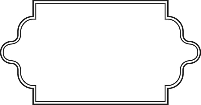 Intricate blank label featuring a symmetrical ornate border, perfect for vintage inspired designs, invitations, or product packaging. The classic black and white style adds a touch of elegance vector