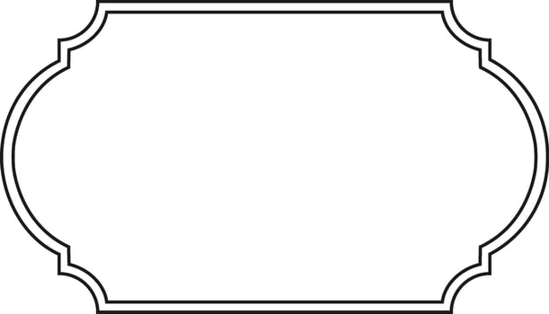 Elegant black horizontal decorative frame with rounded and notched edges creating a classic and sophisticated design, suitable for various design projects vector