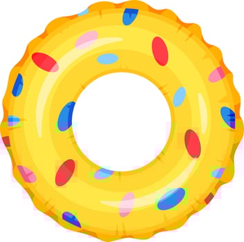Colorful inflatable ring floating on water surface, perfect accessory for summer vacations, swimming pool fun, and beach holidays, providing safety and enjoyment vector