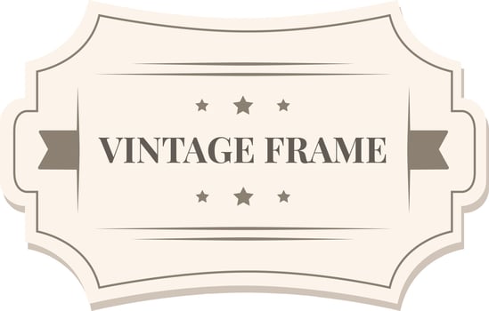 Vintage frame with ribbon and stars is decorating a white background, perfect for adding a touch of classic style to any design project or image vector